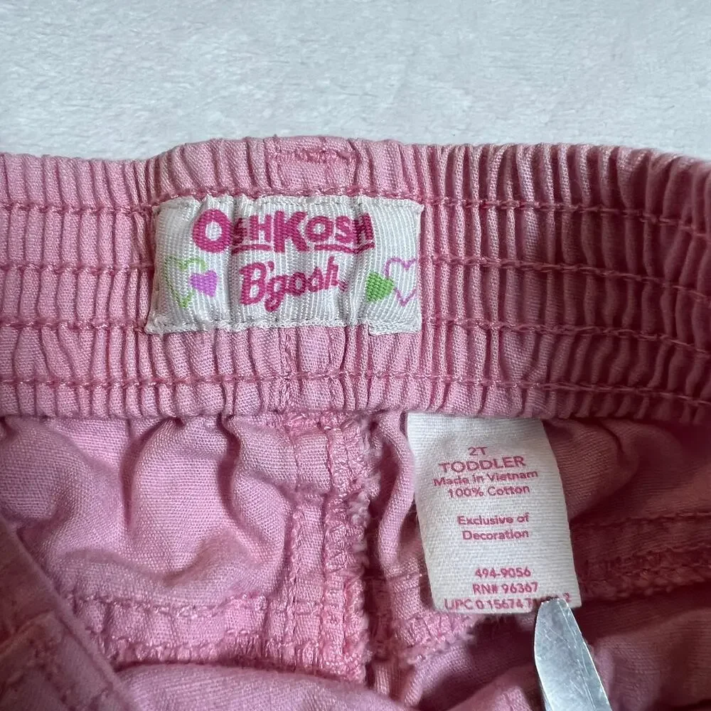 Vintage 90s OshKosh B'Gosh Toddler Girls Pull On Pants Size 2T Floral Lace Trim
